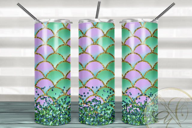 Mermaid Tail 20oz Skinny Tumbler Sublimation / Turquoise and Purple Sublimation Marlene Campos 