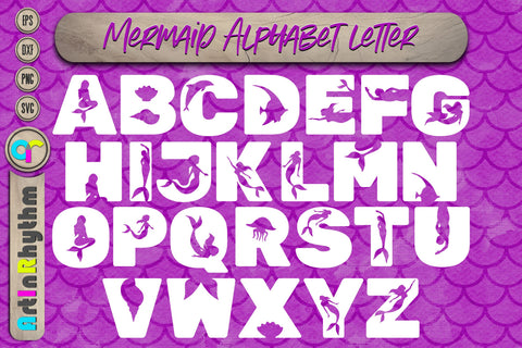 Mermaid Tail Alphabet Letter, a-Z Font SVG Artinrhythm shop 