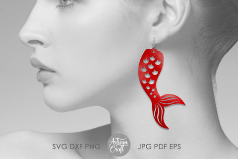 Mermaid tail earrings SVG cut files for laser cutting SVG Artisan Craft SVG 
