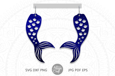 Mermaid tail earrings SVG cut files for laser cutting SVG Artisan Craft SVG 
