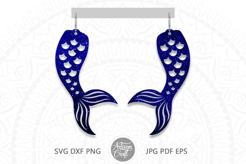 Mermaid tail earrings SVG cut files for laser cutting SVG Artisan Craft SVG 