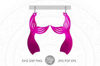 Mermaid tail earrings SVG for cutting with laser SVG Artisan Craft SVG 