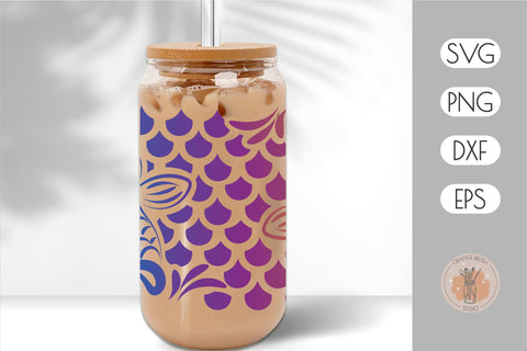 Mermaid Tail Libbey Can Glass Wrap Seamless Beer Can Glass SVG OrangeBrushStudio 