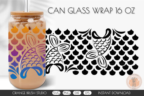 Mermaid Tail Libbey Can Glass Wrap Seamless Beer Can Glass SVG OrangeBrushStudio 