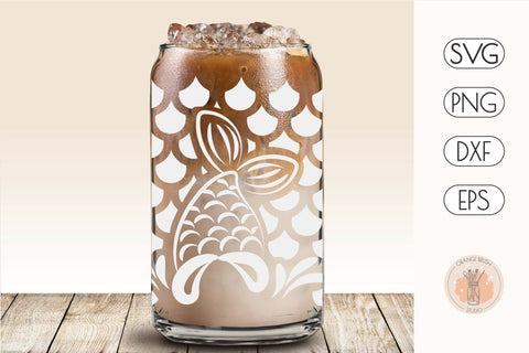 Mermaid Tail Libbey Can Glass Wrap Seamless Beer Can Glass SVG OrangeBrushStudio 