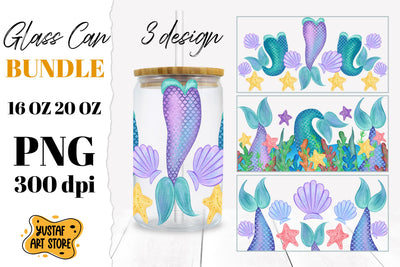Mermaid tail Libbey Glass Can Sublimation. 3 PNG design Sublimation Yustaf Art Store 