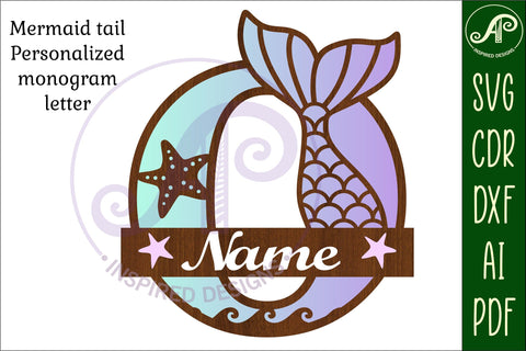 Mermaid tail monogram letter O SVG cut file SVG APInspireddesigns 