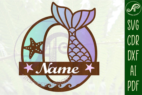 Mermaid tail monogram letter O SVG cut file SVG APInspireddesigns 