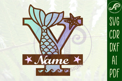 Mermaid tail monogram letter Y SVG cut file SVG APInspireddesigns 