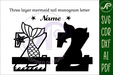Mermaid tail monogram letter Z SVG cut file SVG APInspireddesigns 