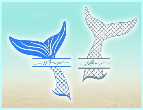 Mermaid Tail Monogram Split Frame Bundle SVG SVG SVGcraze 