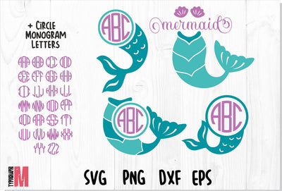 Mermaid Tail Monogram SVG | Circle Letters | Mini bundle SVG CreativeStudioTM 