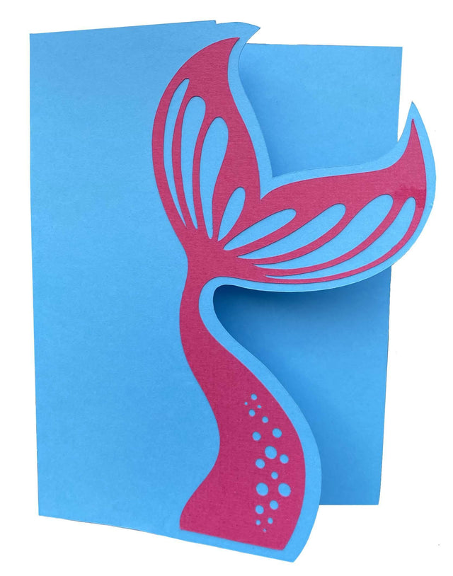 Mermaid Tail Scored A2 Greeting Card Mermaid Fin SVG 3D Paper Maple & Olive Designs 