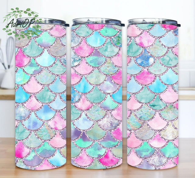 Mermaid Travel 20oz Skinny Tumbler Png, Mermaid Rainbow Tumbler, Ocean Lover Tumbler Gift, Mermaid Vibes Tumbler, Ocean and Beach Tumbler Sublimation AdriOP 