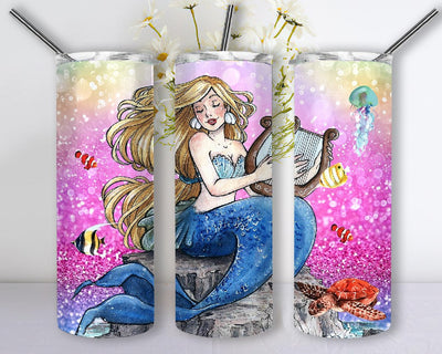Mermaid Tumbler 20 oz Under The Sea Skinny Tumbler PNG SVG PixelChick 