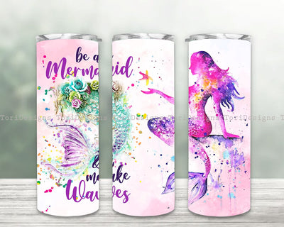 Mermaid Tumbler PNG, Beach Be A Mermaid And Make Waves 20oz Sublimation Tumbler Wrap, Digital Download Sublimation ToriDesigns 