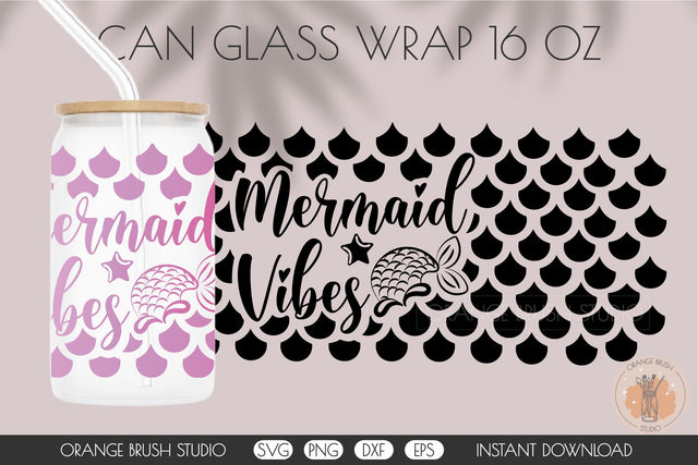 Mermaid Vibes Libbey Can Glass Wrap, Seamless Pattern SVG SVG OrangeBrushStudio 