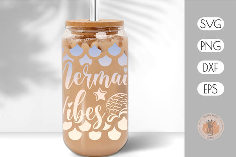 Mermaid Vibes Libbey Can Glass Wrap, Seamless Pattern SVG SVG OrangeBrushStudio 