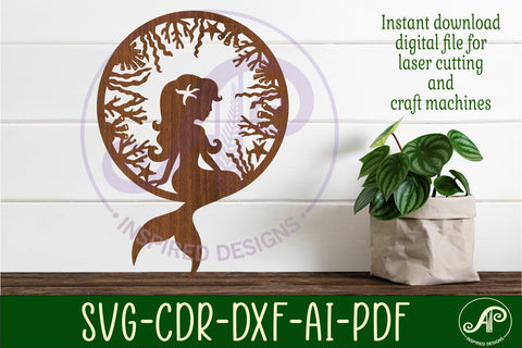 Mermaid wall art sign, SVG file. vector file SVG APInspireddesigns 