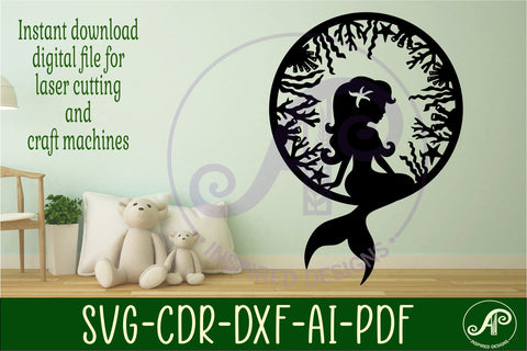 Mermaid wall art sign, SVG file. vector file SVG APInspireddesigns 