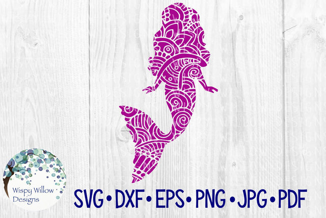Mermaid Waves Zentangle SVG Wispy Willow Designs 