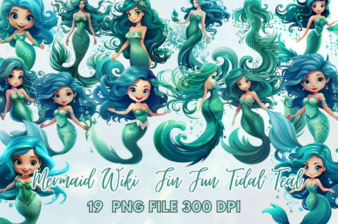 Mermaid Wiki Fin Fun Tidal Teal Clipart Sublimation Regulrcrative 