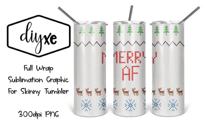 Merry AF | 20oz Tumbler | Christmas Sublimation Tumbler Sublimation DIYxe Designs 