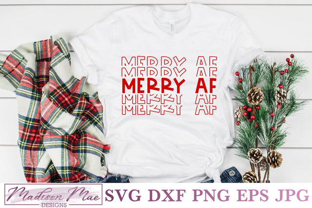 Merry AF, Christmas Quote SVG, Stacked Words SVG Madison Mae Designs 