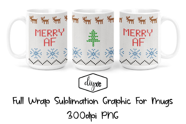 Merry AF | Christmas Sublimation Mug Sublimation DIYxe Designs 
