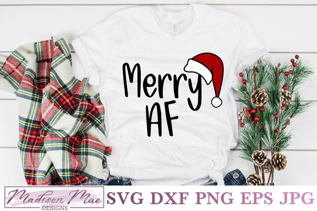 Merry AF, Funny Christmas Quote SVG SVG Madison Mae Designs 