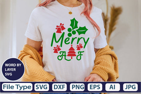 MERRY AF SVG Cut File SVGs,quotes-and-sayings,food-drink mini-bundles,print-cut,on-sale Clipart Clip Art Sublimation or Vinyl Shirt Design SVG DesignPlante 503 