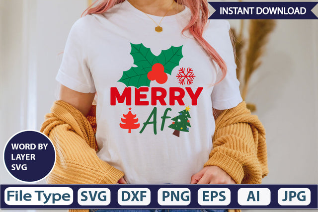 Merry Af SVG Cut File SVGs,Quotes and Sayings,Food & Drink,On Sale, Print & Cut SVG DesignPlante 503 