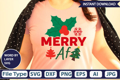 Merry Af SVG Cut File SVGs,Quotes and Sayings,Food & Drink,On Sale, Print & Cut SVG DesignPlante 503 