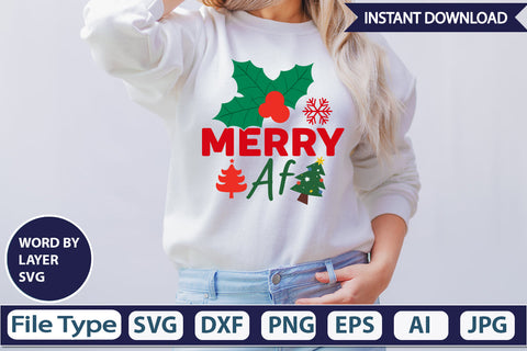 Merry Af SVG Cut File SVGs,Quotes and Sayings,Food & Drink,On Sale, Print & Cut SVG DesignPlante 503 