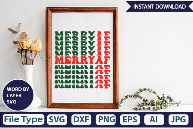Merry Af SVG Cut File SVGs,Quotes and Sayings,Food & Drink,On Sale, Print & Cut SVG DesignPlante 503 