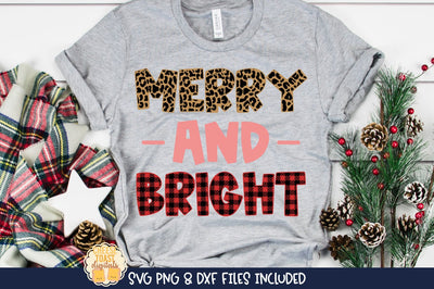 Merry and Bright | Buffalo Plaid & Leopard Print Christmas SVG SVG Cheese Toast Digitals 