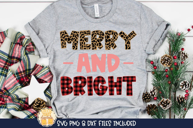 Merry and Bright | Buffalo Plaid & Leopard Print Christmas SVG SVG Cheese Toast Digitals 