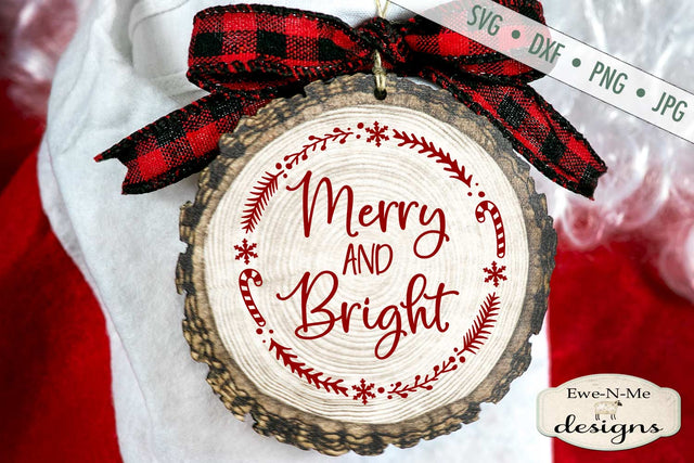 Merry and Bright - Candy Cane - Christmas Wreath - SVG SVG Ewe-N-Me Designs 