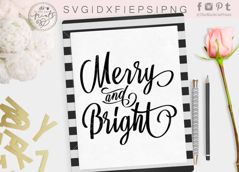 Merry and bright | Christmas cut file SVG TheBlackCatPrints 