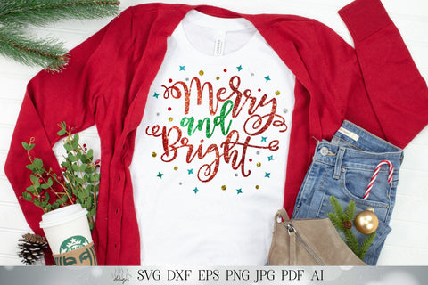 Merry and Bright | Christmas Cutting File and Printable | SVG DXF and More | Christmas Sign | Christmas Shirt SVG Diva Watts Designs 