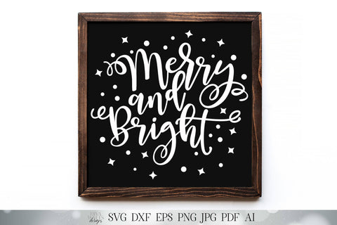 Merry and Bright | Christmas Cutting File and Printable | SVG DXF and More | Christmas Sign | Christmas Shirt SVG Diva Watts Designs 