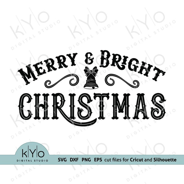 Merry and Bright Christmas Label SVG files SVG kYo Digital Studio 