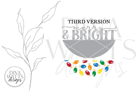 Merry And Bright | Christmas Lights Door Hanger Design SVG Diva Watts Designs 