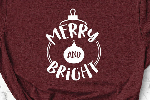 Merry and Bright Christmas Ornament SVG Design SVG So Fontsy Design Shop 