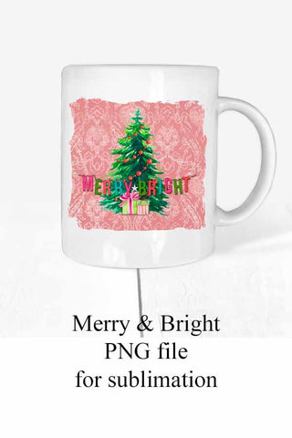 Merry and Bright Christmas PNG for Sublimation SVG Digital Honeybee 
