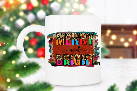 Merry and Bright Christmas Sublimation Design Sublimation Happy Printables Club 