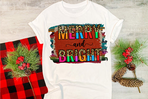 Merry and Bright Christmas Sublimation Design Sublimation Happy Printables Club 