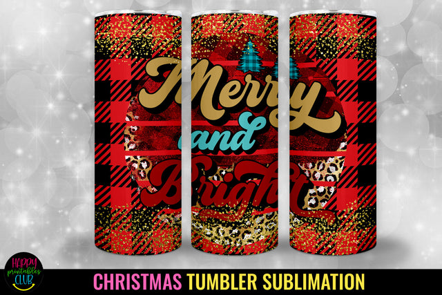 Merry and Bright Christmas Sublimation I 20 Oz Tumbler PNG Sublimation Happy Printables Club 