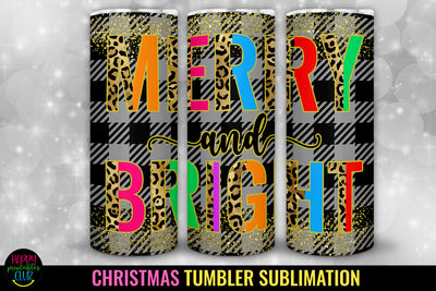Merry and Bright Christmas Sublimation I 20 Oz Tumbler PNG Sublimation Happy Printables Club 