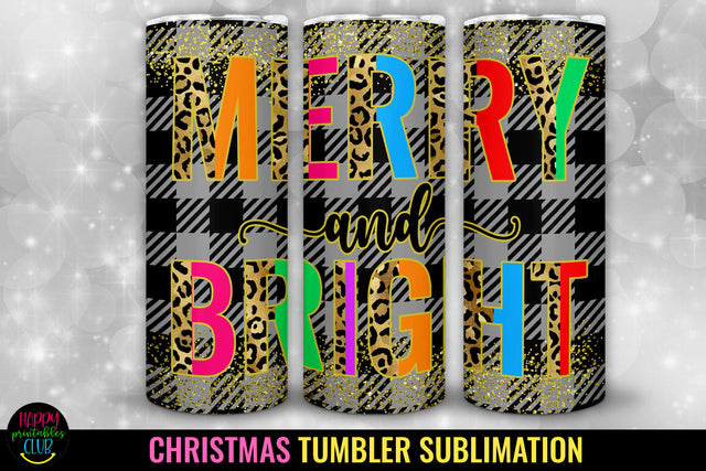 Merry and Bright Christmas Sublimation I 20 Oz Tumbler PNG Sublimation Happy Printables Club 